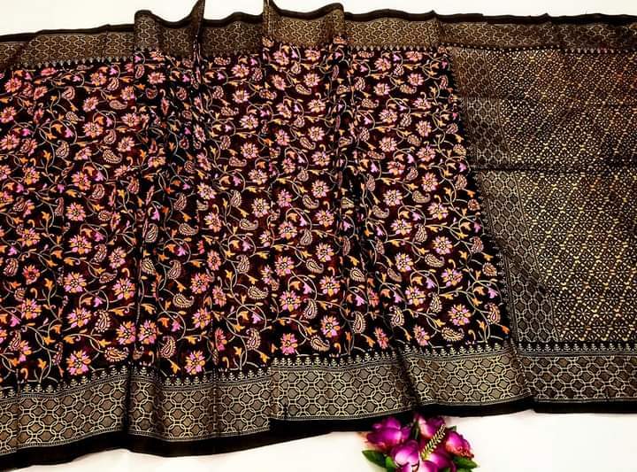 Half silk Afsan print saree