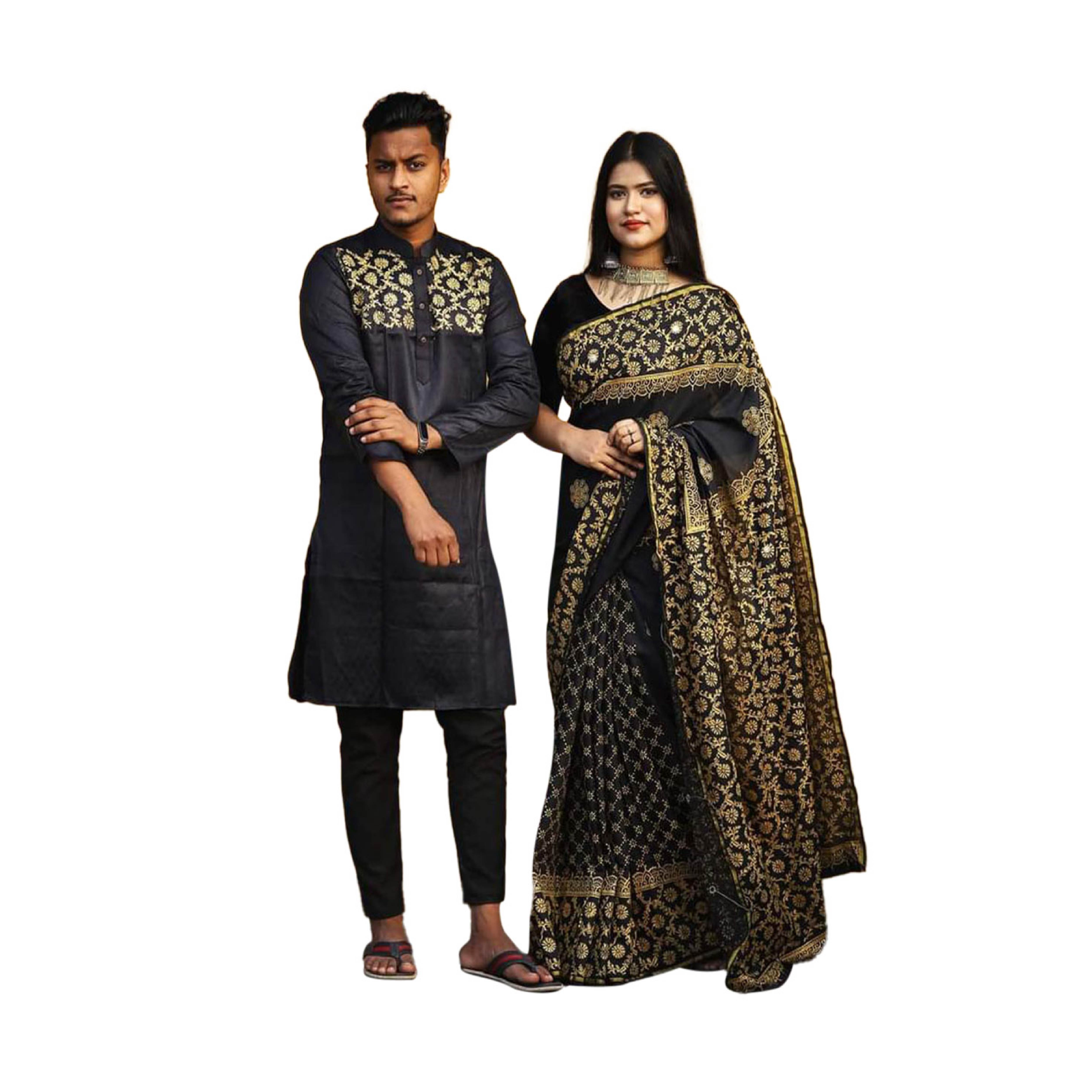 Saree & Panjabi Combo Dress for Couple