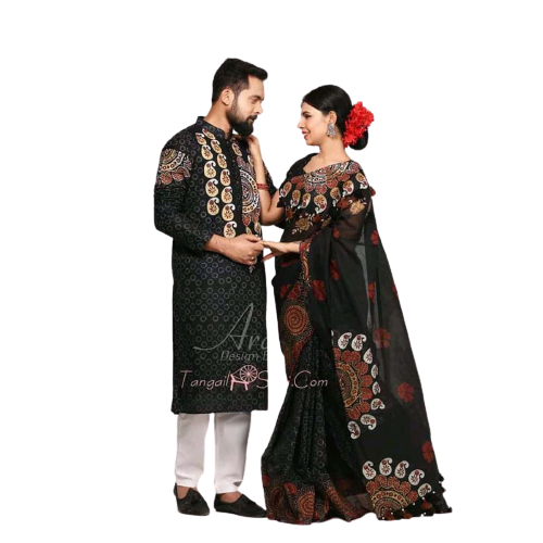 Saree & Panjabi Combo Dress for Couple